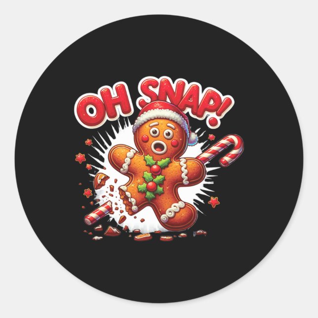 Sticker Rond Gingerbread Man Cookie Oh Snap Funny Christmas 1  (Devant)
