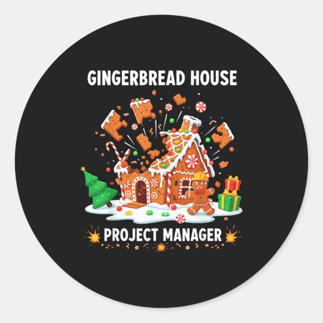 Sticker Rond Gingerbread Man Costume, Gingerbread House Project (Devant)