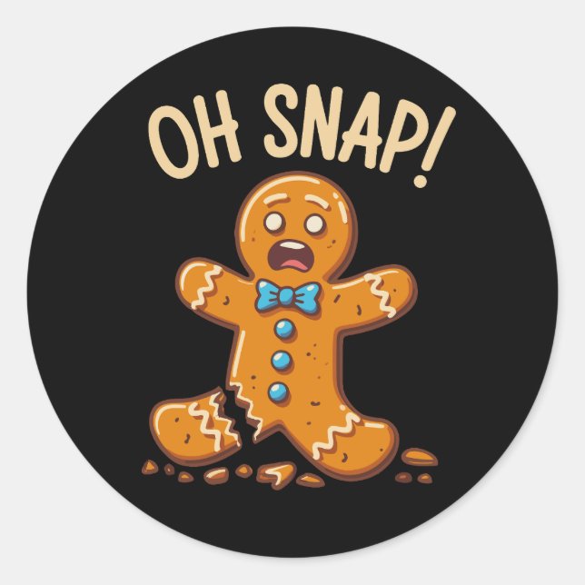 Sticker Rond Gingerbread Man Oh Snap Christmas Cookie Baking (Devant)