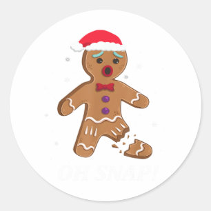 Sticker Rond Gingerbread Man Oh Snap Christmas Cookie Costume B