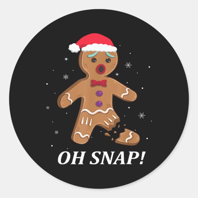 Sticker Rond Gingerbread Man Oh Snap Christmas Cookie Costume B (Devant)