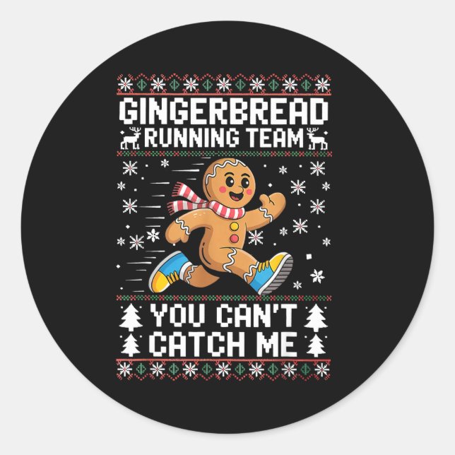 Sticker Rond Gingerbread Running Team Christmas Run Runner Funn (Devant)