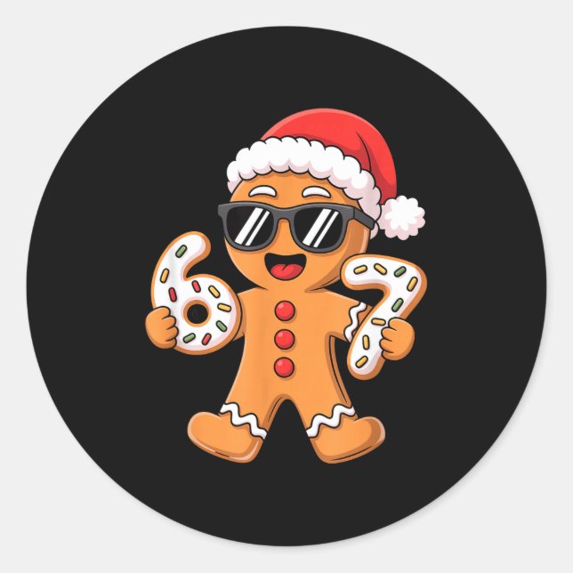 Sticker Rond Gingerbread Santa With Sungles Holding 67 Cookies  (Devant)