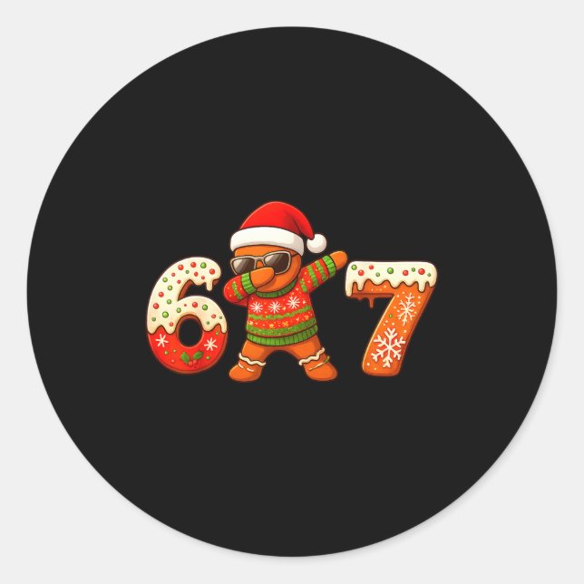 Sticker Rond Gingerbread Six Seven 67 Ice Cream Drip Christmas  (Devant)