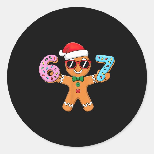 Sticker Rond Gingerbread Six Seven 67 Ice Cream Drip Christmas  (Devant)