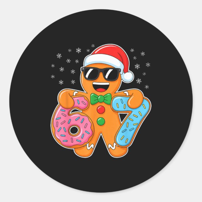 Sticker Rond Gingerbread Six Seven 67 Meme 6 7 Funny Christmas  (Devant)