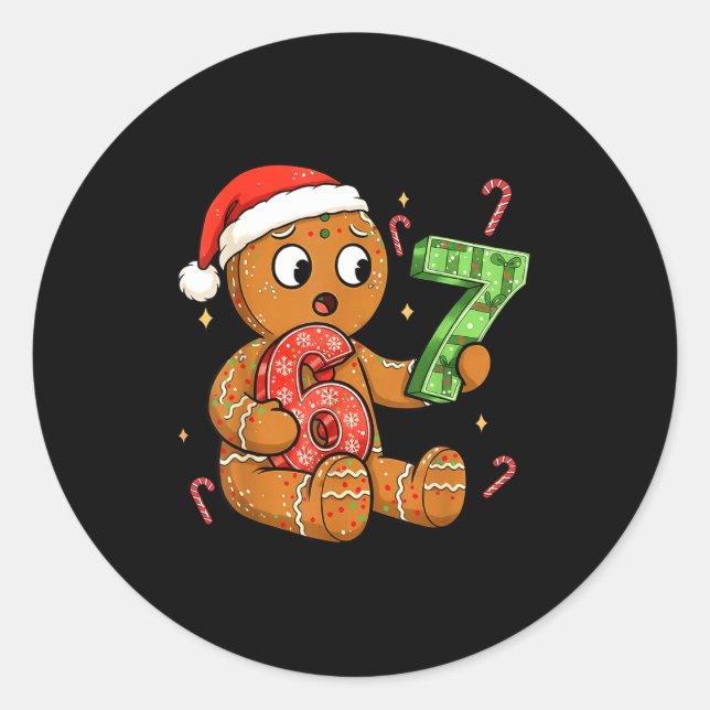 Sticker Rond Gingerbread Six Seven 67 Meme 6 7 Funny Christmas  (Devant)