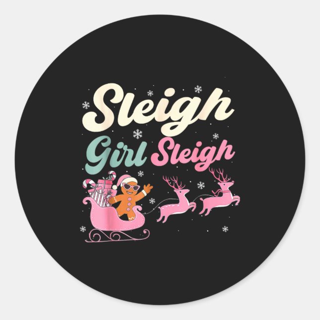 Sticker Rond Gingerbread Sleigh Girl Nk Funny Christmas Women G (Devant)