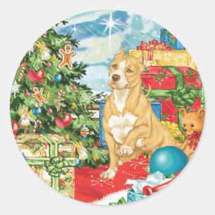 Sticker Rond Gingerbread Wings Pit Bull Terrier Art de Noël