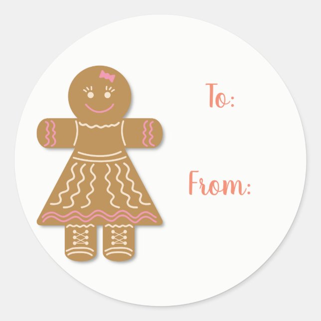 Sticker Rond Gingerbread Woman Tags cadeaux (Devant)