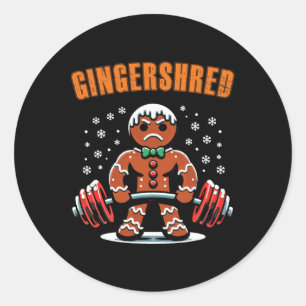 Sticker Rond Gingersher Funny Gingerbread Homme Gym Bodybuildin