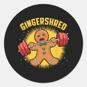Sticker Rond Gingersher Funny Gingerbread Homme Gym Bodybuildin