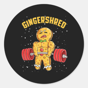 Sticker Rond Gingersher Funny Gingerbread Homme Gym Bodybuildin