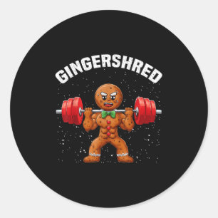 Sticker Rond Gingersher Funny Gingerbread Homme Gym Bodybuildin