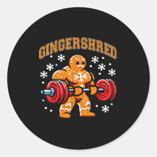 Sticker Rond Gingershred Drôle Homme en pain d'épice Gymnase Cu
