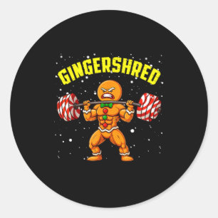 Sticker Rond Gingershred Drôle Homme Pain d'épice Gym Musculati