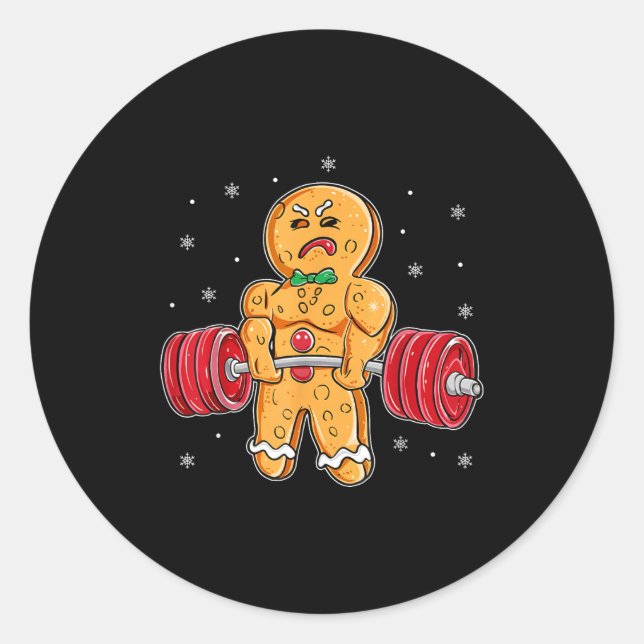 Sticker Rond Gingershred Funny Gingerbread Man Gym Bodybuilding (Devant)