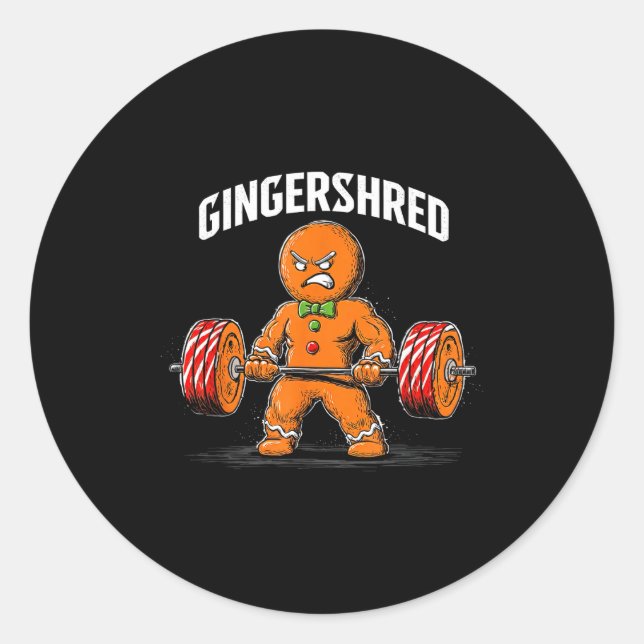 Sticker Rond Gingershred Gingerbread Christmas Workout Gym Ging (Devant)
