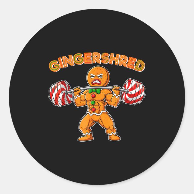 Sticker Rond Gingershred Gingerbread Workout Pjs Christmas Xmas (Devant)