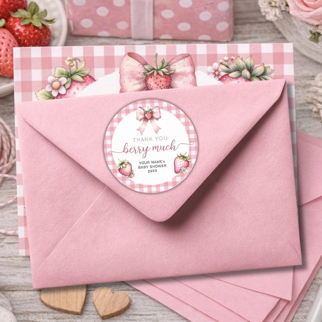 Sticker Rond Gingham baie douce baby shower  (Créateur téléchargé)