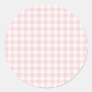 Sticker Rond Gingham Classique de Printemps Douce Rose