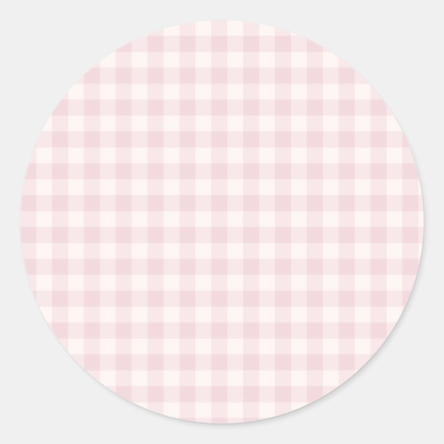 Sticker Rond Gingham Classique de Printemps | Douce Rose (Devant)