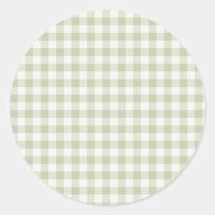 Sticker Rond Gingham Classique Début d'Automne Olive Douce