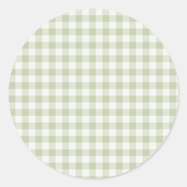 Sticker Rond Gingham Classique Début d'Automne | Olive Douce (Devant)