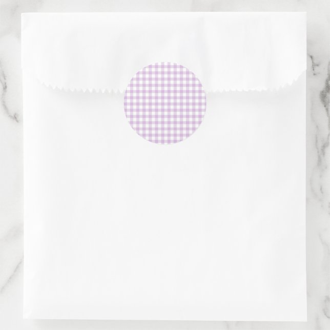 Sticker Rond Gingham Classique Lilas Clair (Sac)