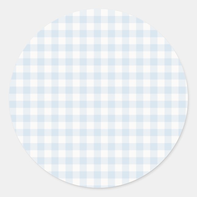 Sticker Rond Gingham Classique Printanier | Bleu Poudre (Devant)