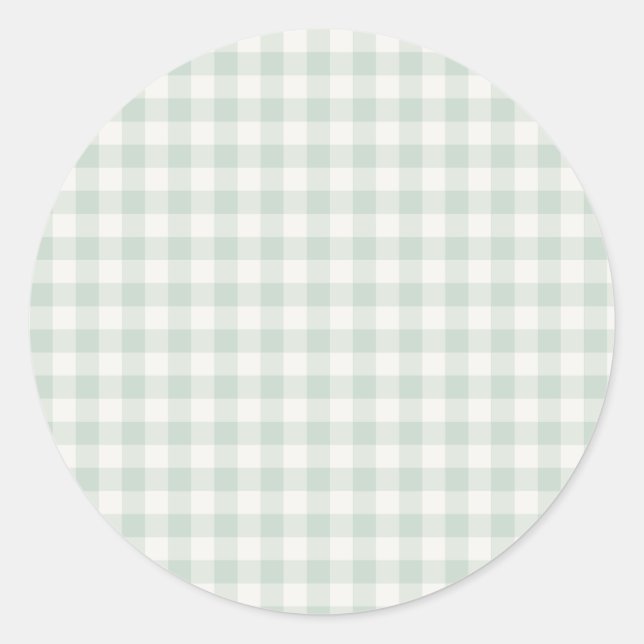 Sticker Rond Gingham Classique Printemps | Sauge Émoussée (Devant)