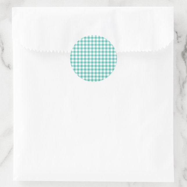 Sticker Rond Gingham Classique Vert Bleu de Bluegrass  (Sac)