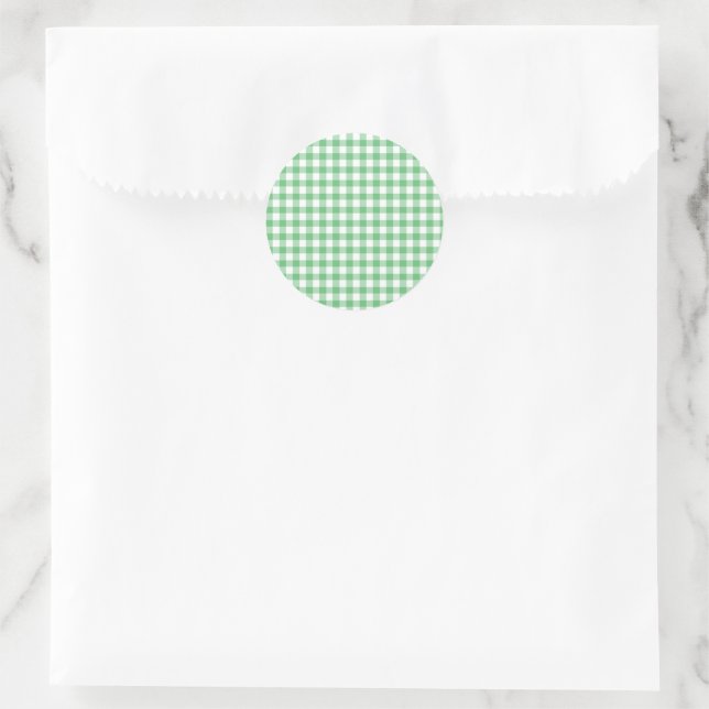 Sticker Rond Gingham Classique Vert d'Été  (Sac)
