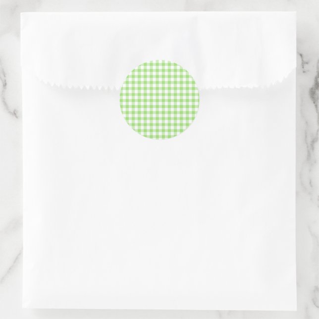 Sticker Rond Gingham Classique Vert Printemps  (Sac)