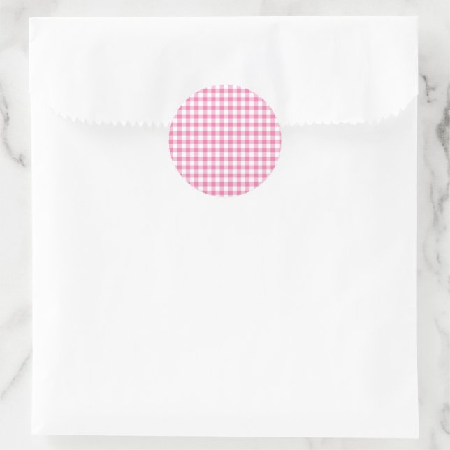 Sticker Rond Gingham Fuchsia Classique (Sac)