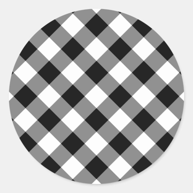 Sticker Rond Gingham noir et blanc (Devant)