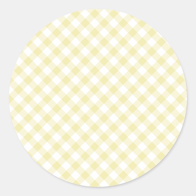 Sticker Rond Gingham Rétro Beurre Jaune (Devant)