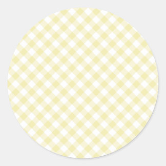 Sticker Rond Gingham Rétro Beurre Jaune