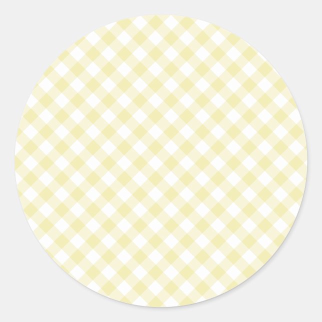 Sticker Rond Gingham Rétro Beurre Jaune (Devant)