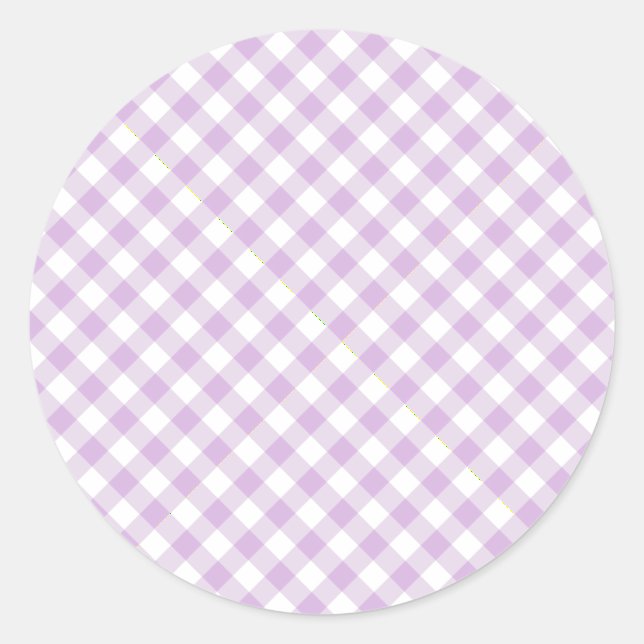 Sticker Rond Gingham Rétro Douce Lilas (Devant)