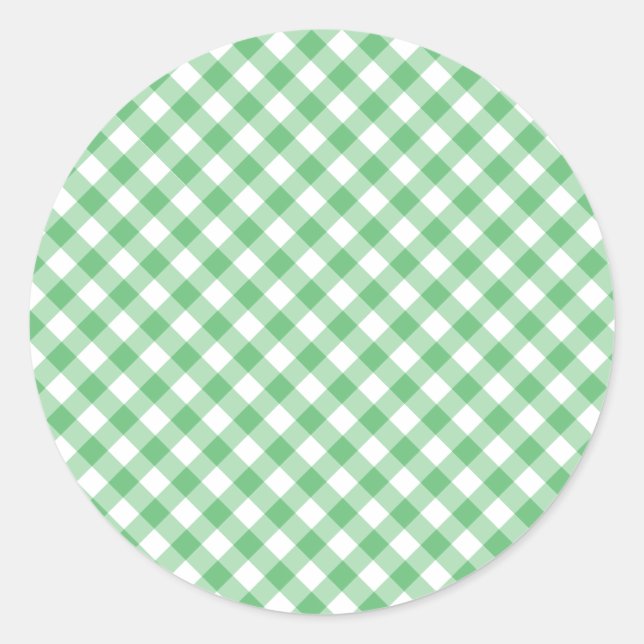Sticker Rond Gingham Rétro Été Vert (Devant)