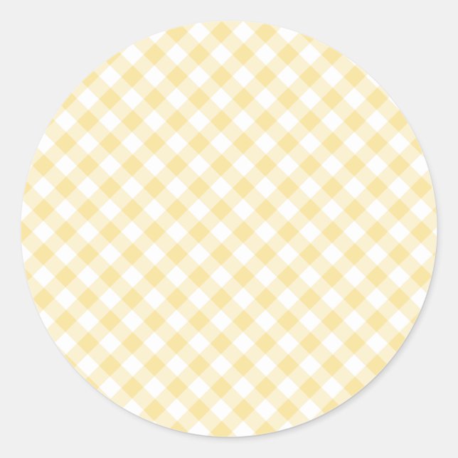 Sticker Rond Gingham Rétro Jaune Canari (Devant)