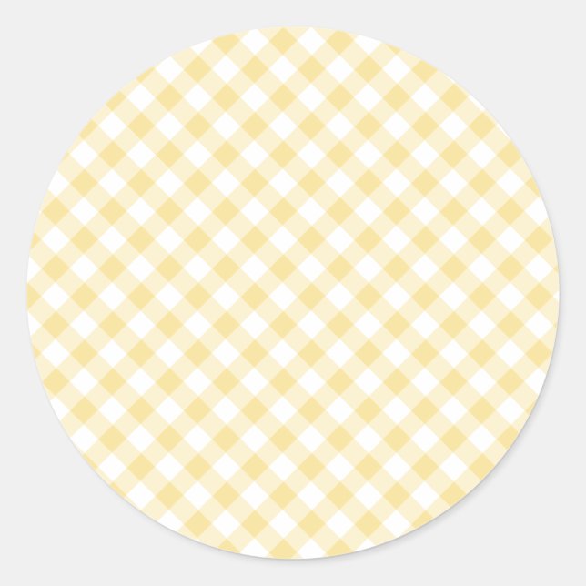 Sticker Rond Gingham Rétro Jaune Canari (Devant)