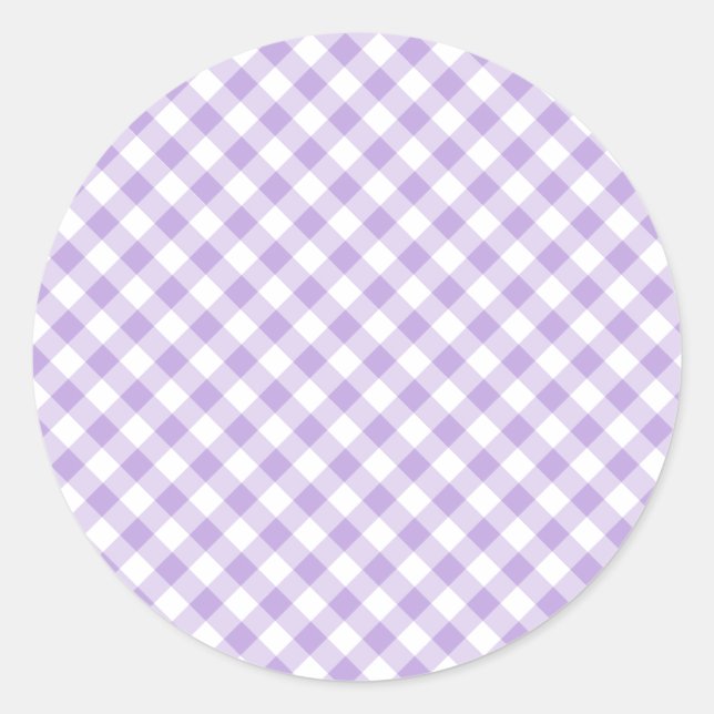 Sticker Rond Gingham Rétro Lavande Douce (Devant)