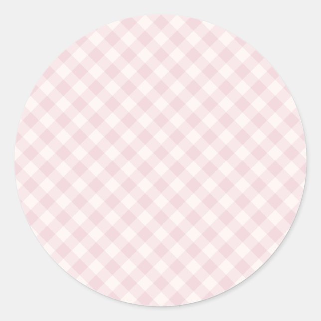 Sticker Rond Gingham Rétro Printemps | Douce Rose (Devant)