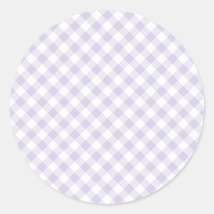 Sticker Rond Gingham Rétro Printemps Lavande Poussiéreuse