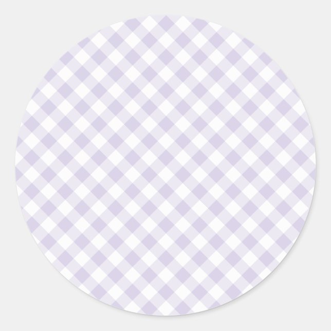 Sticker Rond Gingham Rétro Printemps | Lavande Poussiéreuse (Devant)