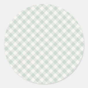 Sticker Rond Gingham Rétro Printemps Sauge Atténuée