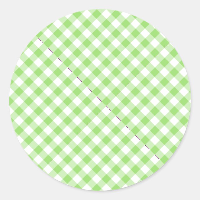 Sticker Rond Gingham Rétro Vert Printemps (Devant)
