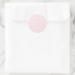 Sticker Rond Gingham Rose Classique